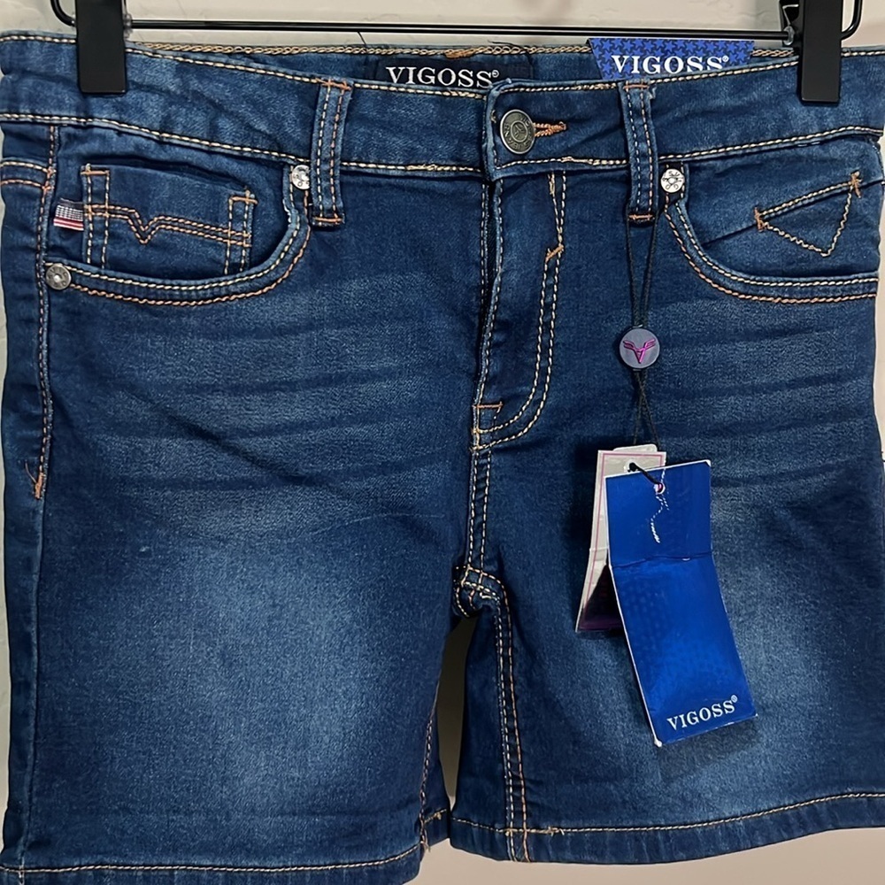 Vigoss Jean Shorts Girls Adjustable Waistband Stretchy Comfy Bermuda The Mid - Picture 3 of 13